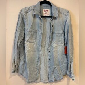 NWT Mossimo Light Blue Striped Chambray Button Down Shirt Size Small